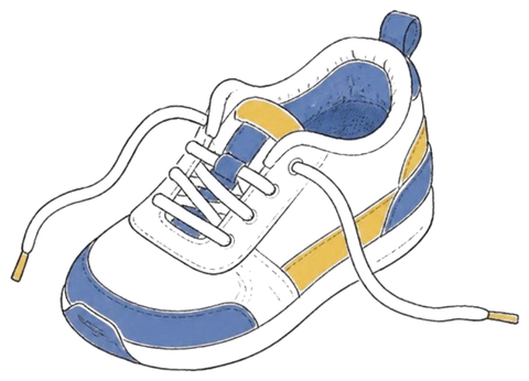 ひもがほどけた運動靴